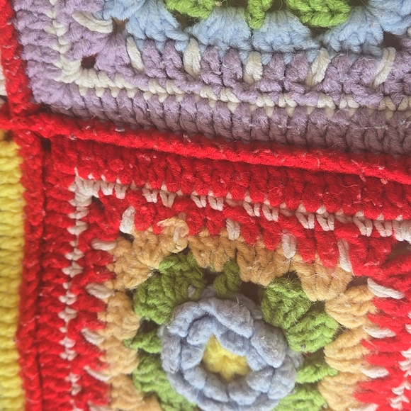 Handmade crochet pillow case Flower 70s 60s Pillow cover Colorful - Picture 4 of 6